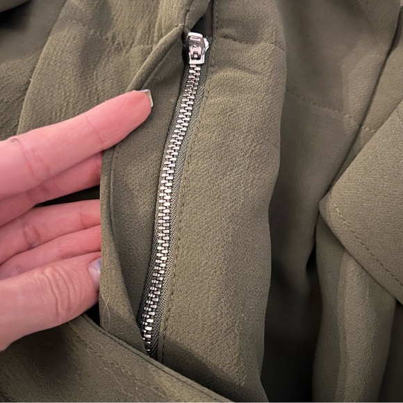 ARITZIA Wilfred Olive Green High-Waisted Wide Leg Belted Pants - Picture 5 of 14